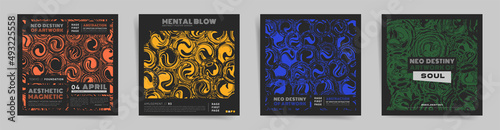 Abstract square design template for social media posts, album covers, posters and presentations, event card and decorative backgrounds. Vector set of colorful rounded art layouts. 