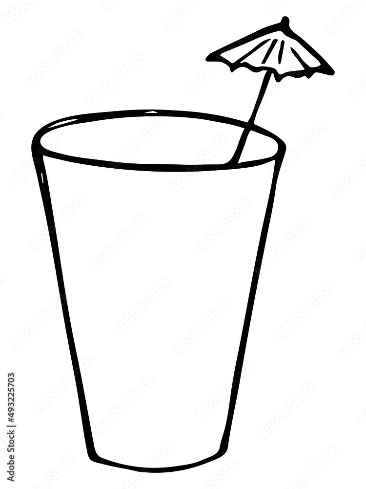 Cute cup of water, juice or soda. Glass illustration isolated on a white background. Simple drink clipart.