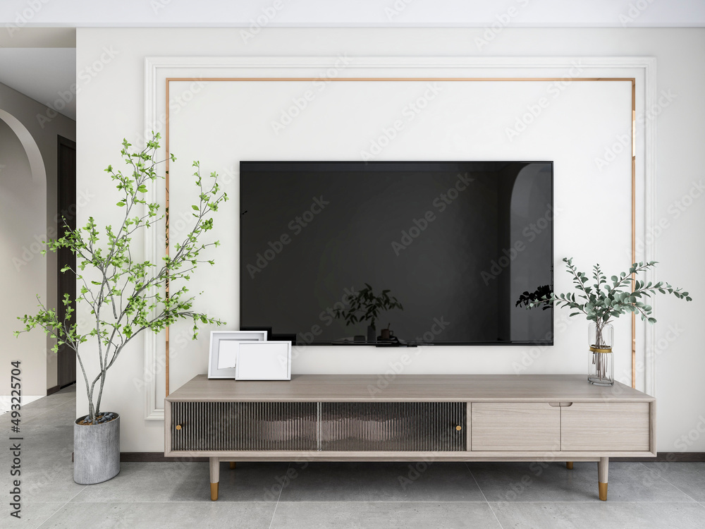 3D rendering, simple modern living room sofa with coffee table, with green plants on the table. 3D rendering, simple modern living room sofa with coffee table, with green plants on the table.