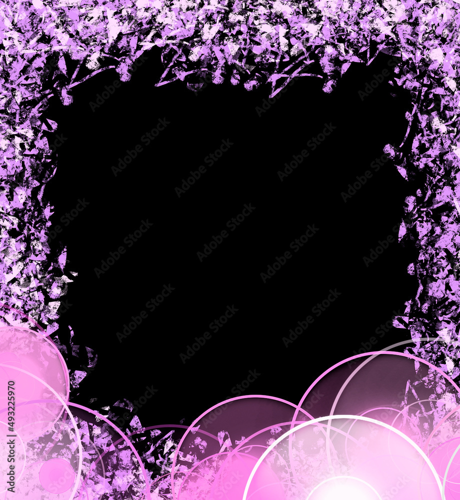 Abstract frame with graphic elements for design. Beautiful delicate purple frame with overlay effect.