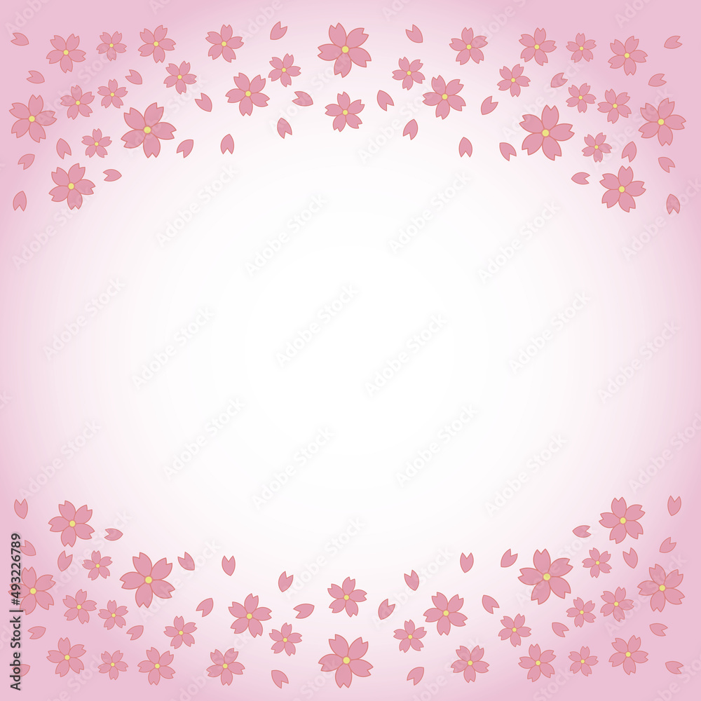 シンプルな桜のフレームのイラスト素材　背景　ピンク　上下