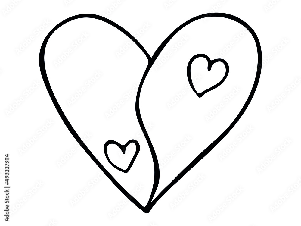 Simple hand drawn heart illustration isolated on a white background. Cute valentine's day heart doodle. Simple hand drawn heart illustration isolated on a white background. Cute valentine's day heart doodle.