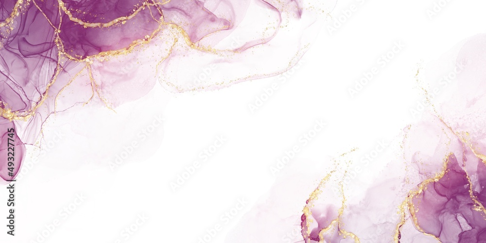 Abstract Purple Liquid alcohol ink white background