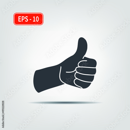 Icon for use in web applications, mobile applications and print media. EPS-10. Vector image. The thumb is raised up.
