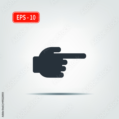 Icon for use in web applications, mobile applications and print media. EPS-10. Vector image. A hand pointing a finger in a direction sign.