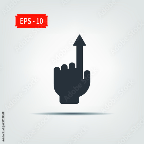 Icon for use in web applications, mobile applications and print media. EPS-10. Vector image. A hand pointing a finger in a direction sign.