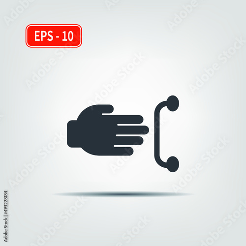 Icon for use in web applications, mobile applications and print media. EPS-10. Vector image. The man's hand is outstretched to the doorknob.