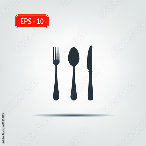 Icon for use in web applications, mobile applications and print media. EPS-10. Vector image. Set of fork spoon and knife graphic symbols.