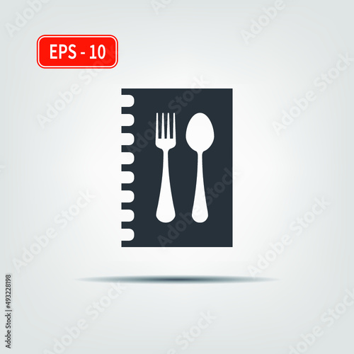 Icon for use in web applications, mobile applications and print media. EPS-10. Vector image. Menu icon with fork and spoon.