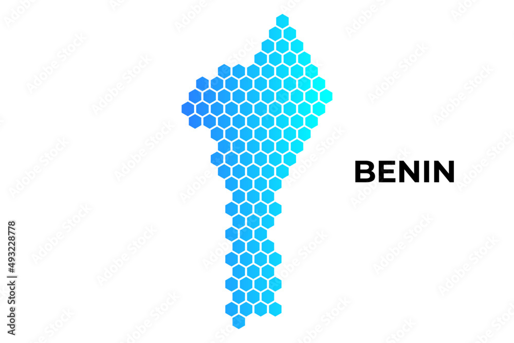 Benin map digital hexagon shape on white background vector illustration