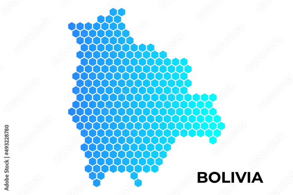 Bolivia map digital hexagon shape on white background vector illustration