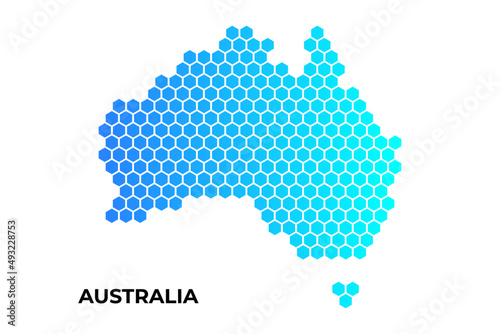 Australia map digital hexagon shape on white background vector illustration
