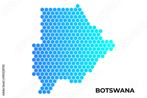 Botswana map digital hexagon shape on white background vector illustration