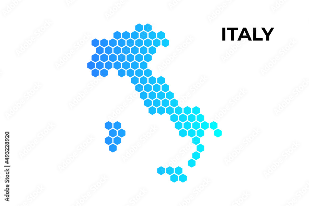 Italy map digital hexagon shape on white background vector illustration