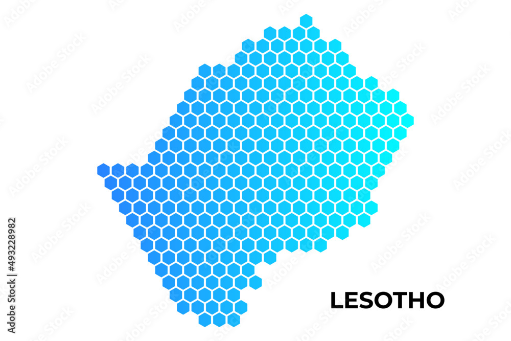 Lesotho map digital hexagon shape on white background vector illustration