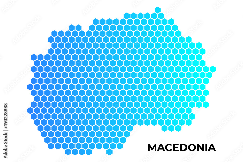 Macedonia map digital hexagon shape on white background vector illustration