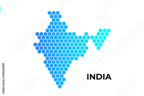 India map digital hexagon shape on white background vector illustration