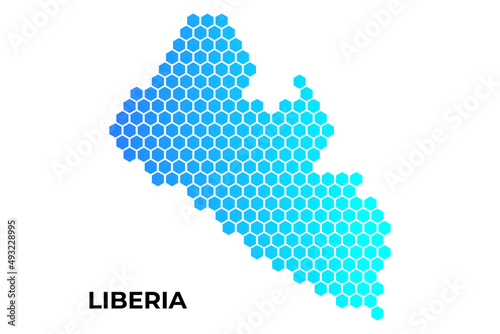 Liberia map digital hexagon shape on white background vector illustration