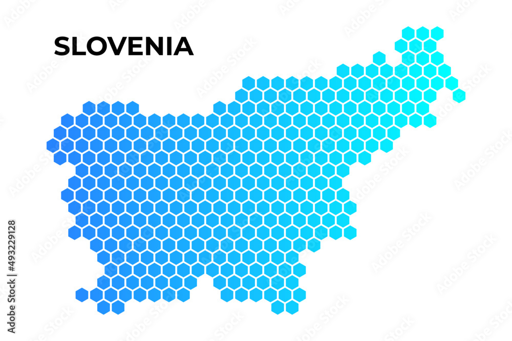 Slovenia map digital hexagon shape on white background vector illustration