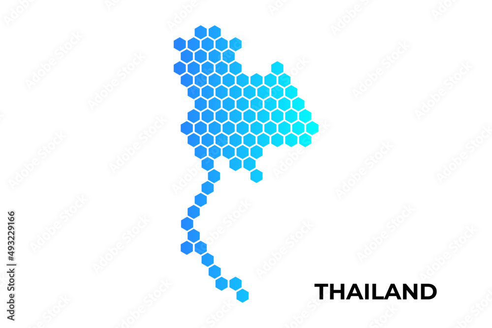 Thailand map digital hexagon shape on white background vector illustration Thailand map digital hexagon shape on white background vector illustration