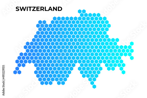 Switzerland map digital hexagon shape on white background vector illustration