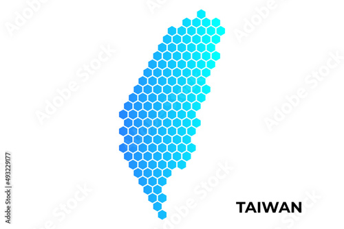 Taiwan map digital hexagon shape on white background vector illustration