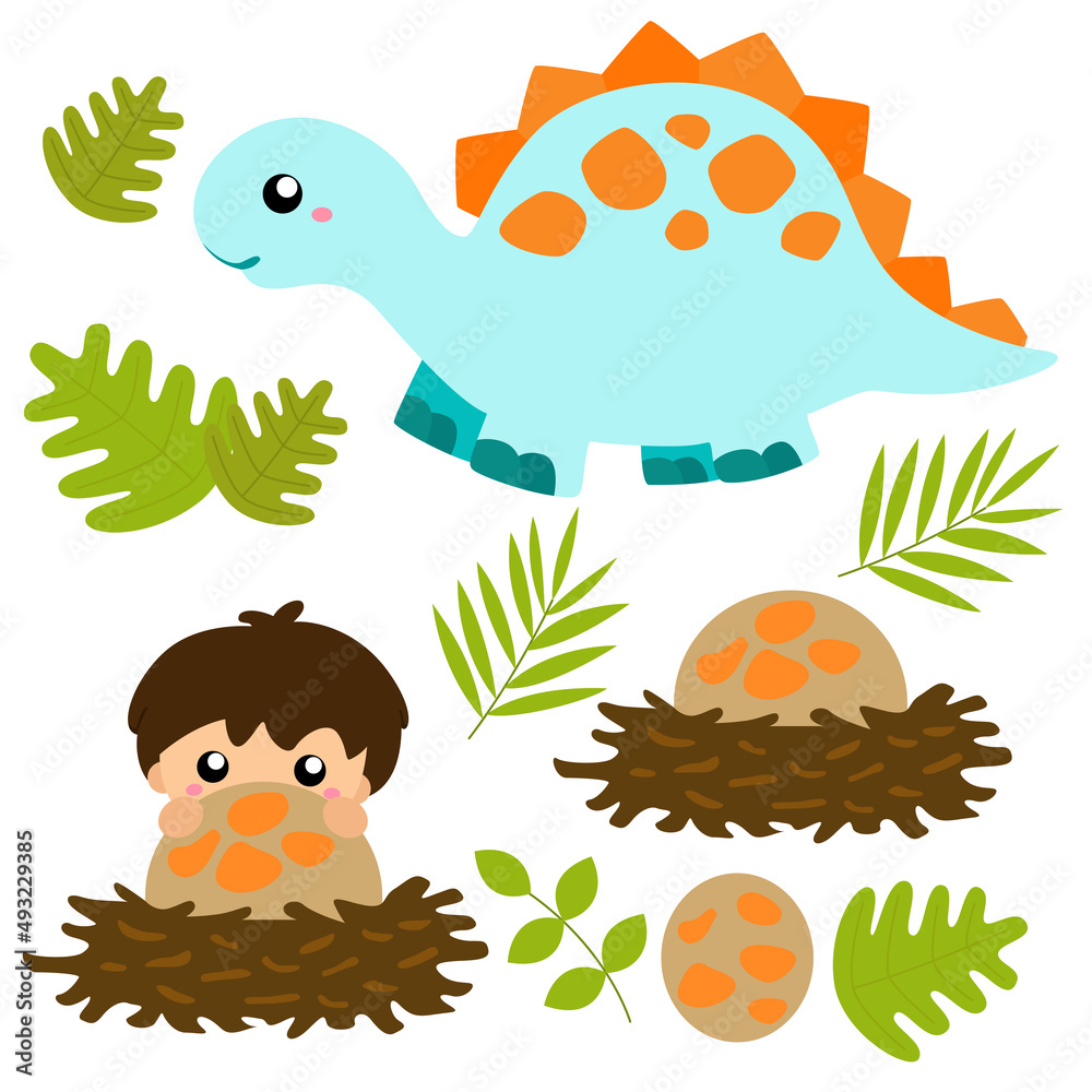 Caveman with Dinosaurs and Dino Egg