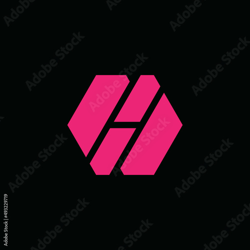 Modern geometric Logo for H of sliced hexagon. Simple logotype initial design for personal and company branding. EPS8