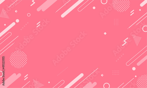【ピンク】幾何学模様背景・メンフィスのフレームパターン素材	
