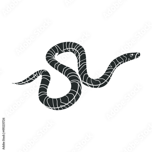 Snake Icon Silhouette Illustration. Reptile Serpent Predator Vector Graphic Pictogram Symbol Clip Art. Doodle Sketch Black Sign.