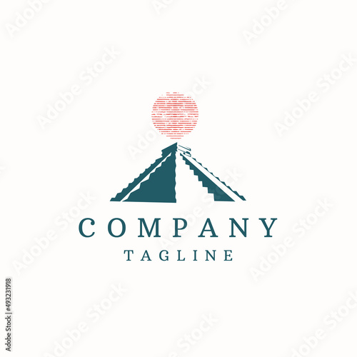 Chichen itza logo icon design template flat vector