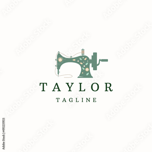 Sewing machine logo icon design template flat vector