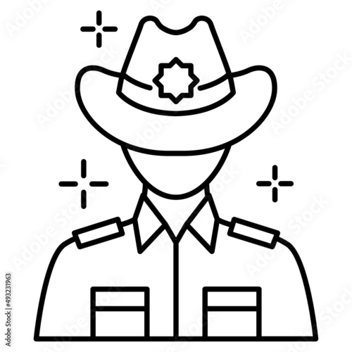 Law enforcement Agent Vector Icon Design, American culture and traditions Symbol, United States Social Sign, US Arts and literature Stock illustration, American deputy Sheriff Concept