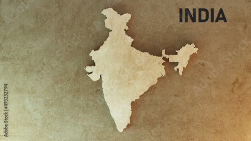 Indian Map 3d illustration with vintage texture pattern