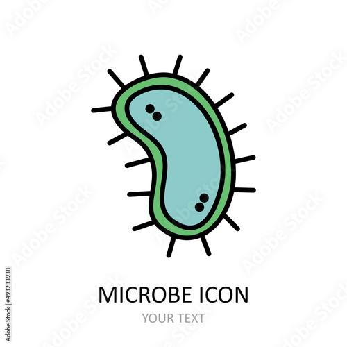 Outline vector icon with microbe.