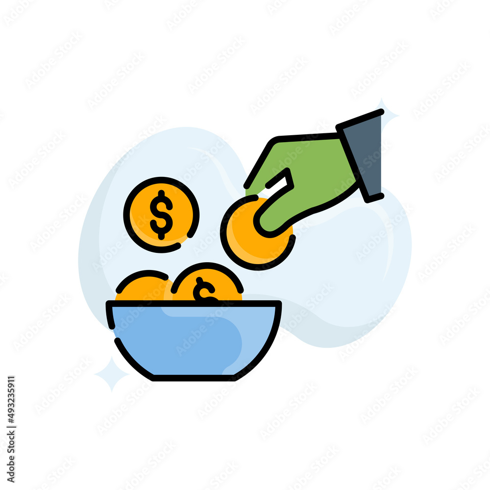 Alms Vector Filled Outline Icon design illustration. EPS 10 File on White background