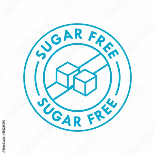 Sugar free logo design template illustration. Vector sugar cubes in circle icon for no sugar added product package design
