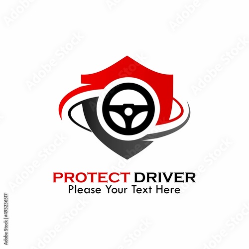 Protect driver logo template illustration. suitable for driver insurance, security, mobile, emblem, icon, safety