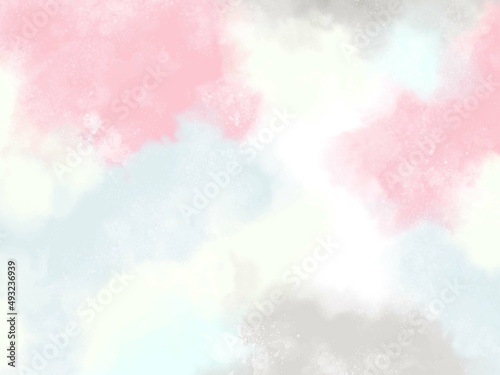 Soft colorful pastel watercolor cloudy sky background