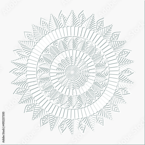 Stencil with lace decorative circle, floral ornaments, geometric pattern. Oriental silhouette ornament. Circular ornament. Round lattice. Vector template for paper.