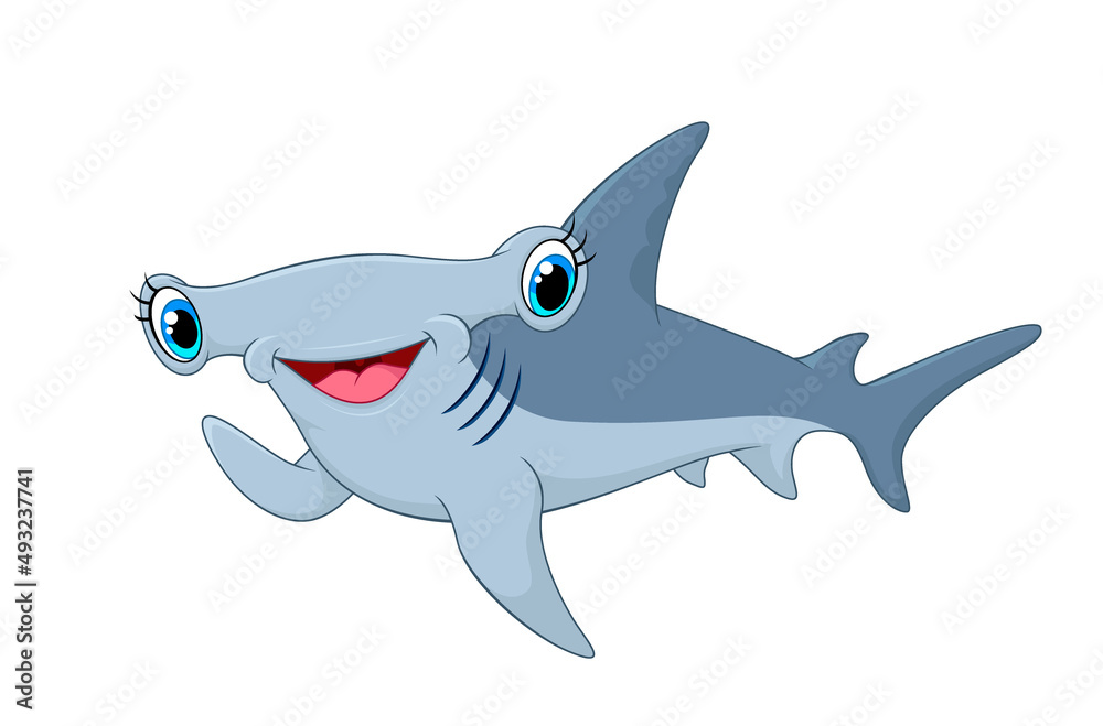 Adorable Hammerhead Shark waving hand. Vector Illustration Adorable Hammerhead Shark waving hand. Vector Illustration