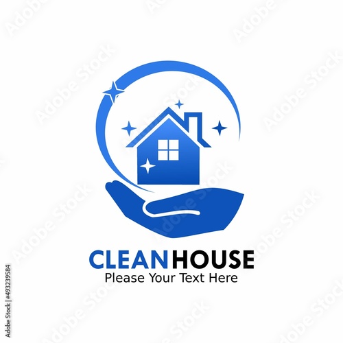 house cleaning logo design template illustration