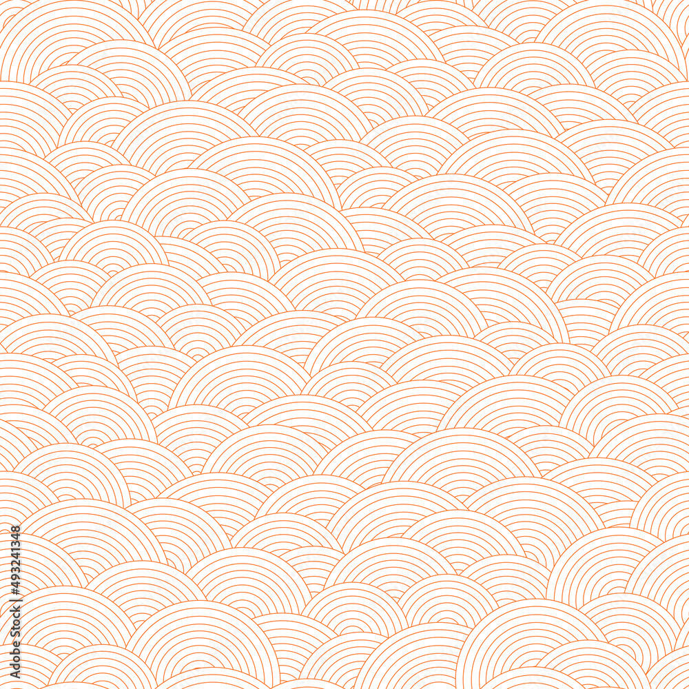 Abstract asian styled fish scales seamless pattern. Vector geometric illustration with striped circles. Line art vector print for fabric, stationery, wrapping paper, any surface. Abstract asian styled fish scales seamless pattern. Vector geometric illustration with striped circles. Line art vector print for fabric, stationery, wrapping paper, any surface.