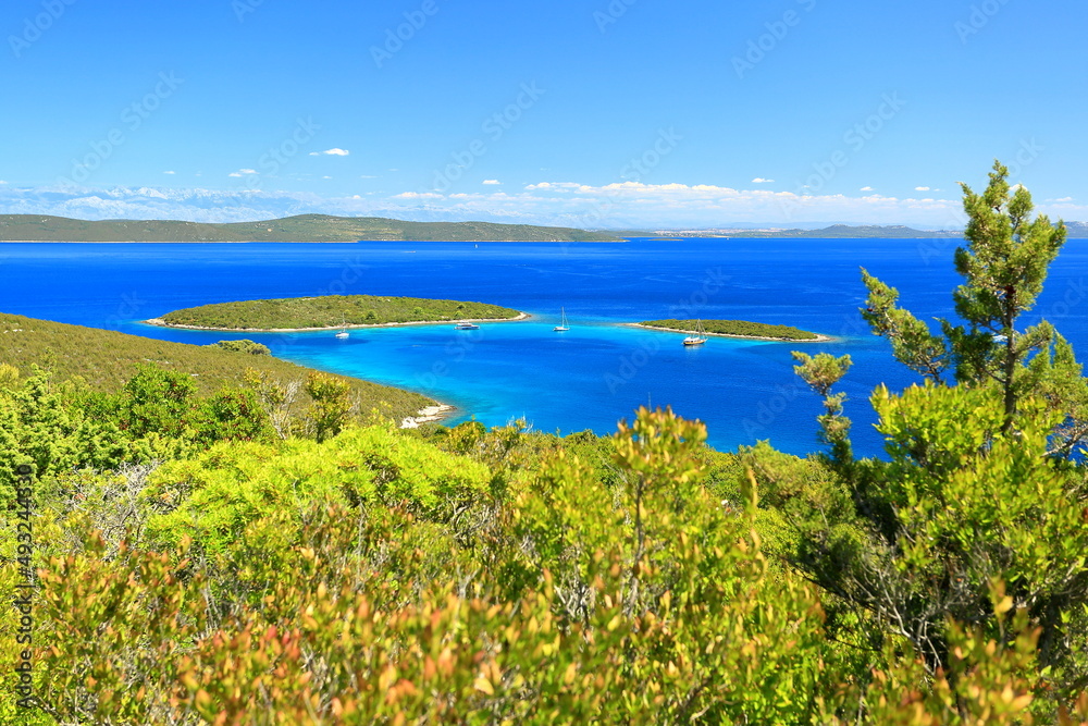 Beautiful clear blue sea on Dugi otok island, Adriatic coast, Croatia