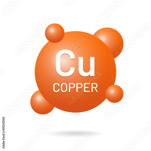 Cu copper icon isolated on white background.