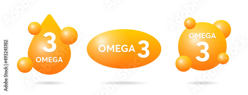Omega-3 icon set banner. Vector illustration photo