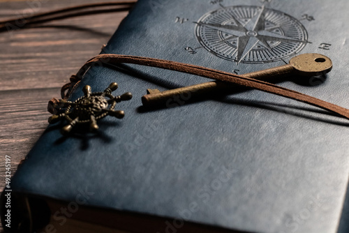 Logbook, Ship's log, journal, notebook, old key 航海日誌と古い鍵