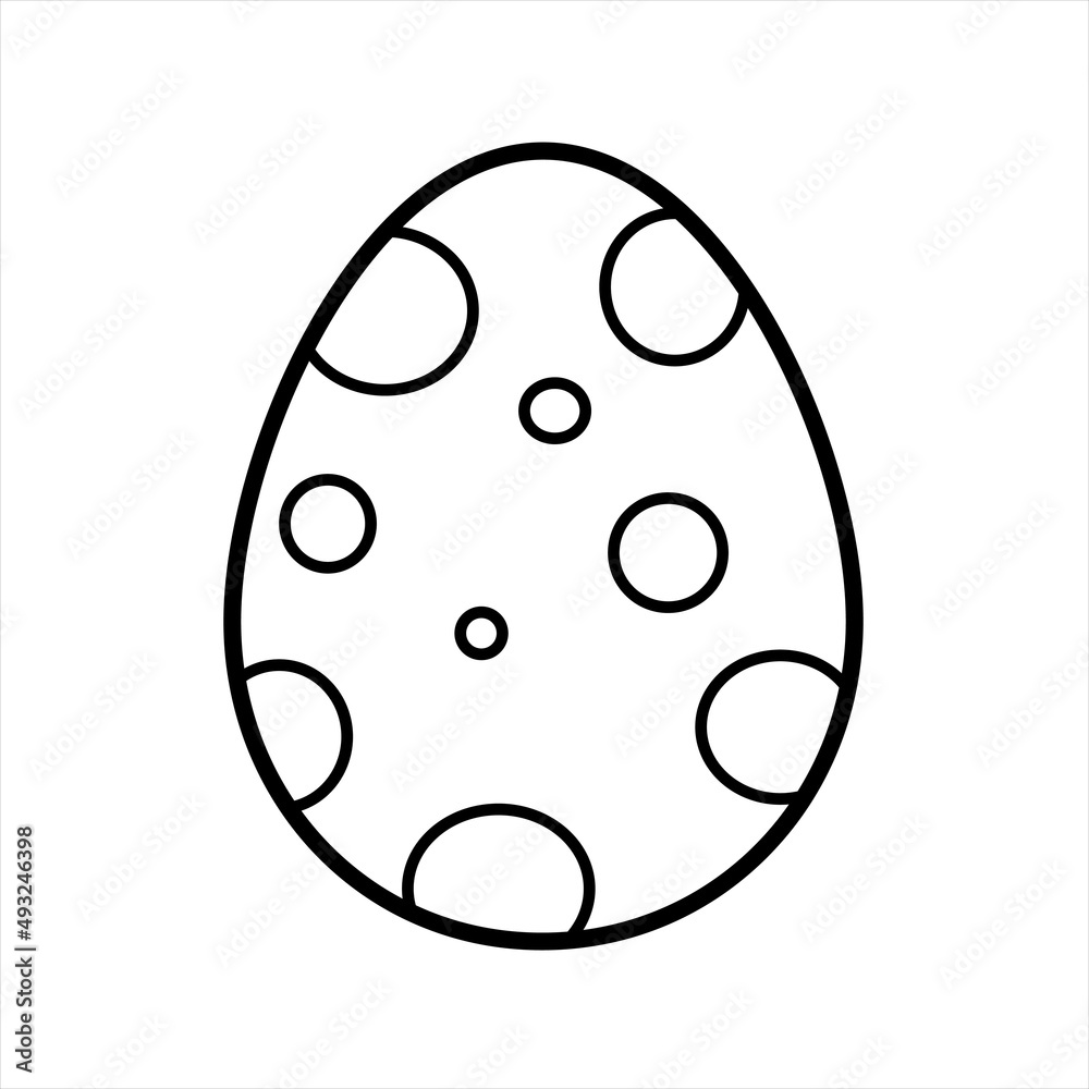 Fototapeta premium Easter egg hand drawn in black outline on a white background. Doodle vector illustration.