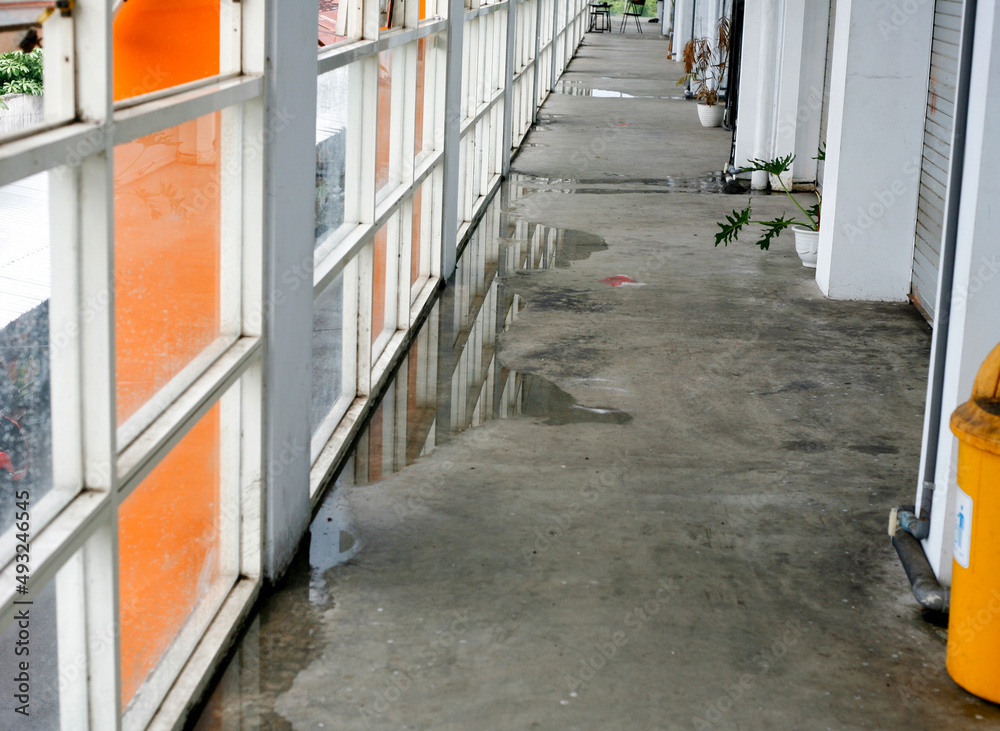 water puddle in the corridor water puddle in the corridor