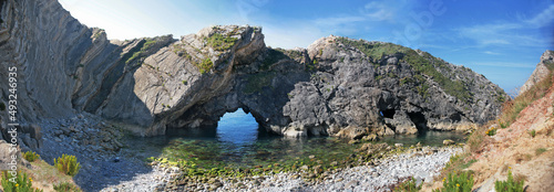 Stair Hole, near Lulworth Cove, Jurassic Coast, Dorset, UK: panoramic view of this famous geological feature photo